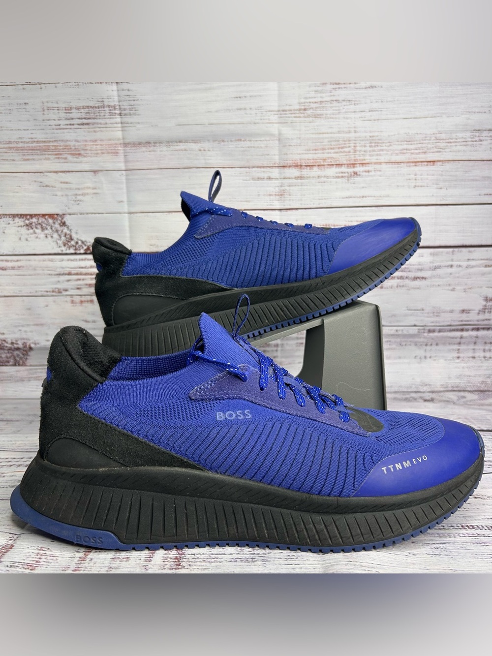 Hugo Boss TTNM Evo Blue Trainers With Knitted Upper Men’s Size US 11/ Eu 44
